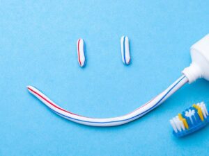 Toothpaste in the shape of a smile
